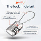 TSA Accepted Luggage Travel Lock, Set-Your-Own Combination Lock for School Gym Locker, Luggage Suitcase Baggage Locks, Filing Cabinets, Toolbox, Case (Silver, 1 Pack)