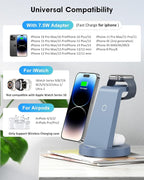 3 in 1 Charging Station for Apple Device, Wireless Charger for iPhone 16 15 14 13 12 11 Pro Max & Apple Watch iwatch- Charging Stand Dock for AirPods