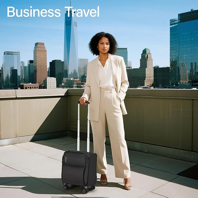 Hanke 16 Inch Underseat Carry On Luggage with Spinner Wheels Airline Approved, Small Rolling Suitcase Softside Underseater Lightweight TSA Travel Roller Suitcase Carry-On Bag(Burgundy)