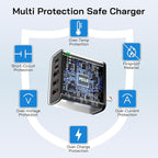 2Pack USB C Fast Charger Block, 60W 5-Port USB C Wall Charger 30W Type C Charging Block, 2USB C+3USB A PPS/PD 3.0 Multiport Charging Cube for iPhone 17 16 15 14 Pro Max,for Galaxy S25 S24 Ultra, i Pad