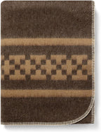 Thick Alpaca Wool Blanket Heavyweight Camping Outdoors Indoors Soft Peru Twin Size New Ethnic Design (Dark Brown/Soft Camel 2, Twin Size)