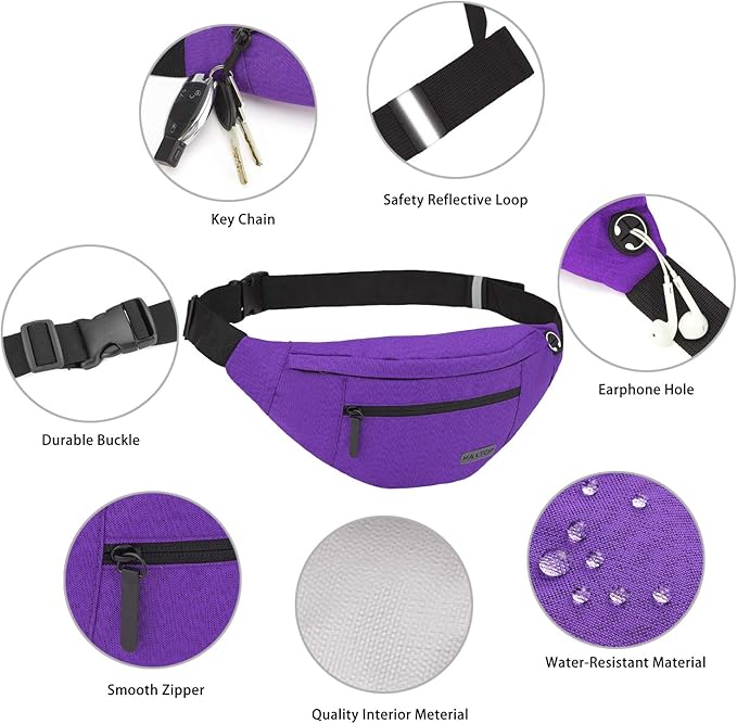 MAXTOP Large Crossbody Fanny Pack with 4-Zipper Pockets,Gifts for Enjoy Sports Festival Workout Traveling Running Casual Hands-Free Wallets Waist Pack Phone Bag Carrying All Phones