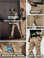 CQR Men's Flex Ripstop Tactical Pants, Water Resistant Stretch Cargo Pants, Lightweight EDC Hiking Work Pants
