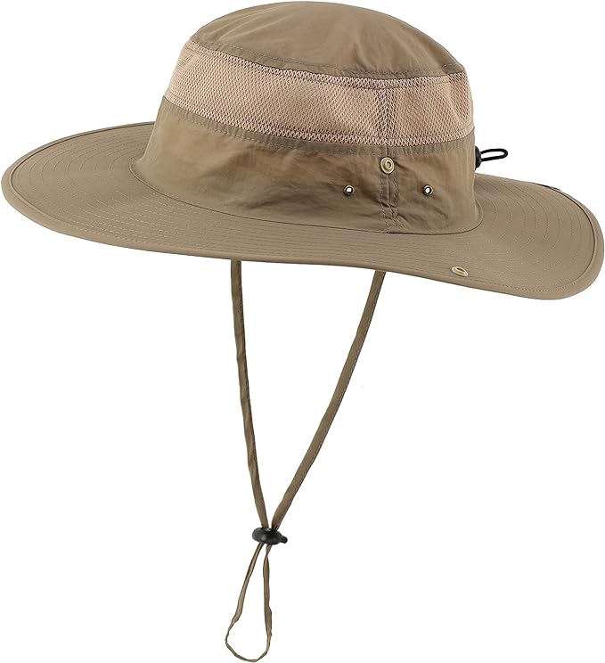 Connectyle Wide Brim Sun Hat for Men Breathable Cowboy Boonie Hat UPF 50+ Sun Protection Bucket Hat for Fishing Hiking