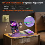 Dual Phone Magnetic Wireless Charging Station for Apple Devices/Apple Ecosystem,with Auto-Switch 7-Color Light & Clock, Compatible with iPhone 17/16/15, for iWatch 11/10/9 & AirPods Pro3(Purple
