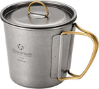 Titanium Mug, 350ml Camping Cup with Lid, Outdoor Titanium Lightweight Coffee Mug for Hiking Backpacking Camping