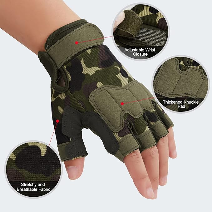 FIORETTO Fingerless Gloves for Airsoft Shooting Half Finger Hunting Hiking Cycling Driving Motorcycle Climbing Work Gloves M210603