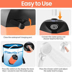 Portable Shower for Camping, 7800mAh Rechargeable Camping Shower with 3 Spray Modes, IPX7 Waterproof Portable Shower Pump for Outdoor, Hiking, Travel, Car, Pet-Long-Lasting Battery & Powerful Suction