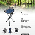 Travel Chair Slacker Tripod Chair for Camping, Lightweight Chair, Adjustable Carry Strap for Easy Transport | Oversized Duck Feet for Improved Stability | Perfect for Outdoor Adventures (Blue)