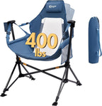 Portal Hammock Camping Chair, Portable Outdoor Swinging Chairs, Rocking Chair for Adults with Adjustable Back and Height for Lawn, Backyard, Patio, Supports 400 lbs, Breathable Mesh High Back, Blue