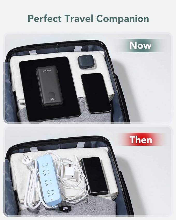 charmast Portable Charger with Built-in Cables & Wall Plug, 10000mAh Portable Power Bank, External Battery Pack Travel Essentials Compatible with iPhone 16/15/14/13, Samsung, iPad etc