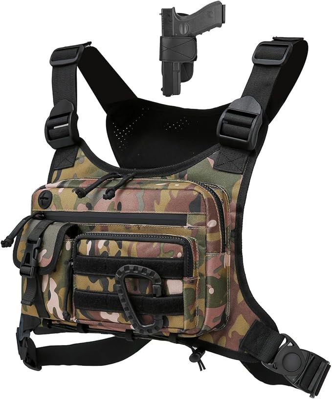 Outdoor Chest Bag For Men and Women, Tactical Vest For Running, Cycling, EDC Chest Pack Rig For Sports and Workouts