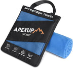 APEXUP Microfiber Travel Towel, Ultra Absorbent Quick Dry Towels, Lightweight Gym Sports Camping Towel for Workout, Yoga, Beach, Shower, Swimming (60"×30", Blue)