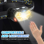 Headlamp,Ultra-Light Bright LED Headlight with White Red Light, Waterproof Motion Sensor Head Lamp,9 Light Modes for Outdoor Camping Fishing Running Working