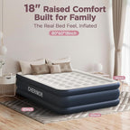 Queen Air Mattress with Built in Pump, 18" Elevated Height, 48Hr Leak-Tested, Honeycomb Coil Support, 800 lbs Capacity, Fast 3-Min Inflation–Blow Up Mattress for Guest Room & Sleepover