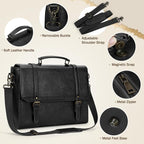 IGOLUMON Messenger Bag for Men 15.6 inch Vintage Leather Waterproof Laptop Briefcase for Men Large Computer Laptop Bag Leather Satchel Bag Retro Shoulder Bag for Office Business Travel College, Black