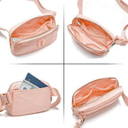 Gitus 6 7 8 9 10 Year Old Girl Gifts Belt Bag Fanny Pack Crossbody Bags with Initial Letter Patch Things for Teen Girls Easter Gifts for Girls Travel Essentials（Coral Pink-O）