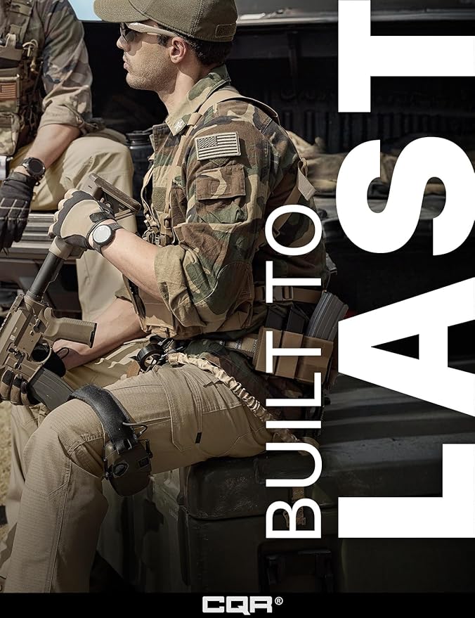 CQR Men's Tactical Pants, Water Resistant Ripstop Cargo Pants, Lightweight EDC Work Hiking Pants, Outdoor Apparel