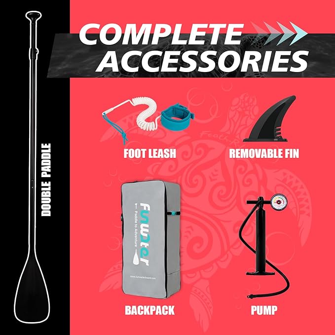 FunWater Inflatable Stand Up Paddle Board with Premium SUP Paddleboard Accessories, Anti-Slip EVA Deck, 11'/10'6'' Paddle Boards for Adults & Youth of All Skill Levels