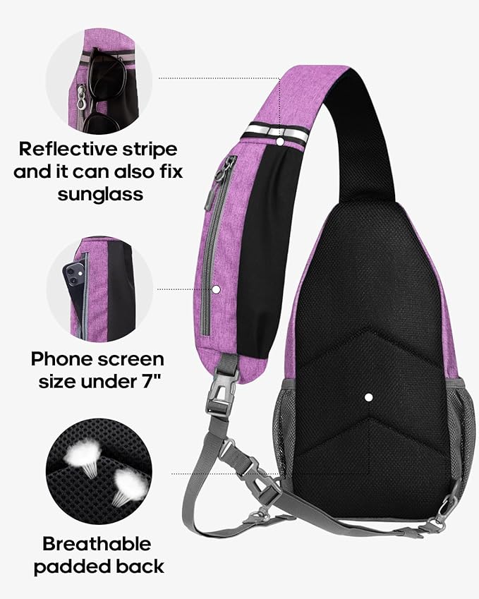 WATERFLY Small Hiking Sling Bag: Crossbody Sling Backpack Chest Bag Daypack for Men Women with Skin-Friendly Shoulder Strap