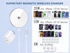 [Apple MFi Certified]25W Magnetic Wireless Charger for iPhone,Qi2.2 Certified 6FT Fast Apple MagSafe Charger Wireless Charging Pad for iPhone 17/17Air/16 ProMax/15 ProMax/14/13/12/AirPods3/2/Pro/Pro2