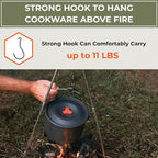 Tactiko Survival Campfire Cooking Tripod – 33" Stainless Steel Folding Stand with Adjustable Chain – Compact & Lightweight Outdoor Gear for Hanging Kettles, Pots & Percolators – Carry Bag Included