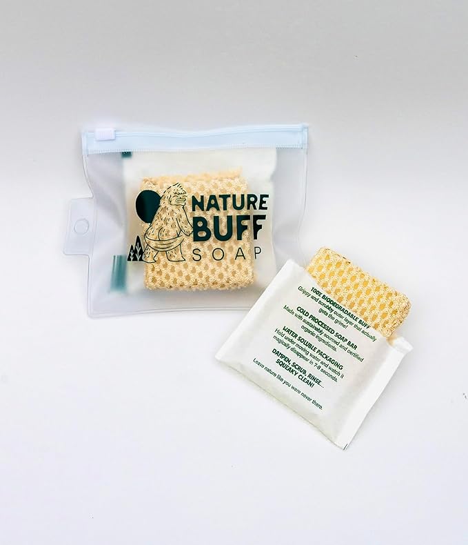 2-Pack Biodegradable Soap Unscented Travel-Sized Camping Soap Bars -All-In-One Backpacking Essentials Outdoor Recreation Soap Bar and Washcloth (Includes Travel Case)