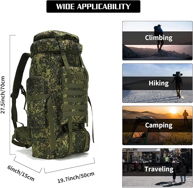 Hiking Backpack for Men 70L/100L Camping Backpack Military Rucksack Molle 3 Days Assault Pack for Climbing