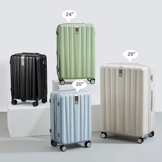 Hanke Expandable Hard Shell Luggage Sets 2 piece Carry on Luggage with Wheels Suitcases Lightweight Checked Travel Luggage Rolling Large Suitcase Travel Luggage Bag Woman Men 20/29 Inch(Jet Black)