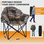 LILYPELLE Oversized Heated Camping Chair, Patio Lounge Chairs with 3 Heat Levels, Portable Folding Heated Chair Round Moon Saucer Folding Lawn Chair Outdoor Chair for Camping, Lounge Patio