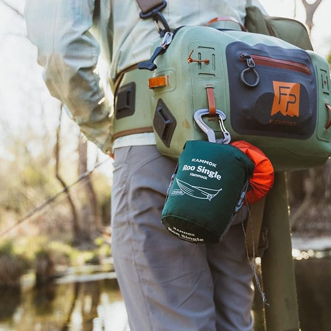 KAMMOK: Roo Single Hammock | Made from Strong & 100% Recycled Water Resistant Ripstop Fabric | Comfortable, Packable, Lightweight (Lifetime Adventure Grade Warranty), Sky Blue