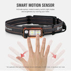 OLIGHT Array 2 Pro 1500 Lumens Headlamp with Red Light Option, Powered by USB-C Rechargeable LED Headlight with Motion Sensor for Outdoors, Camping, Running, Working (Orange)