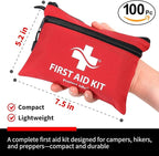Protect Life Survival First Aid Kit for Home/Business, Camping Survival Kits | Mini Travel First Aid Kit | Camping Equipment | Small Kits for Car | Outdoor Emergency Survivals Pack - 100pcs