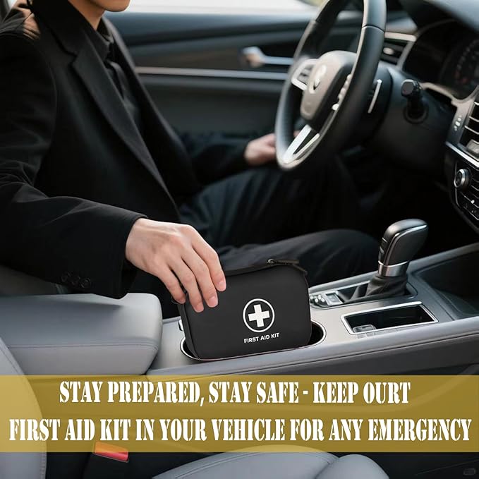 First Aid Kit 196 Piece Waterproof Hard Shell Eva Portable Survival Kit for Home, Camping, Cars, Hiking, Travel, Outdoor, Adventure Emergency Medical Kits (Black)