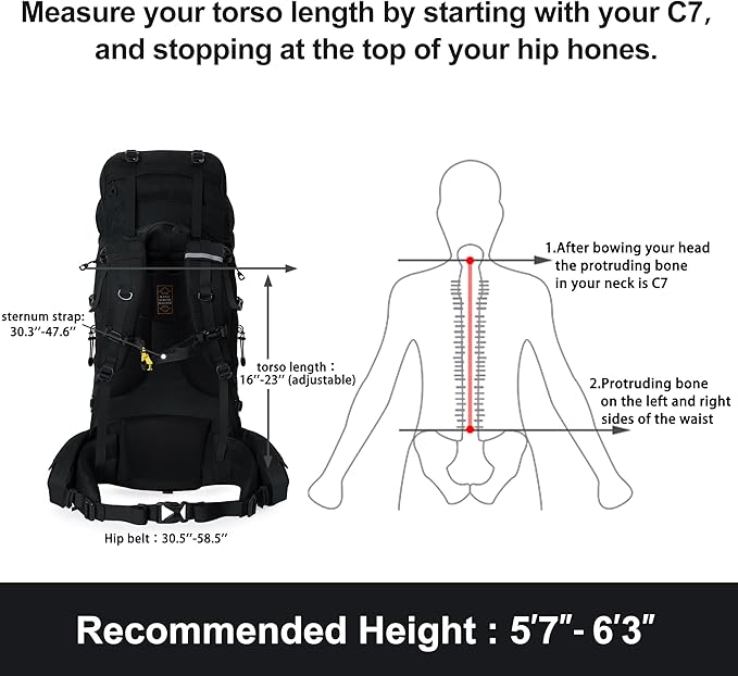 N NEVO RHINO Internal Frame Hiking Backpack 50/60/65/70/80L, Mountain Climbing Camping Backpack Daypack Waterproof Rain Cover