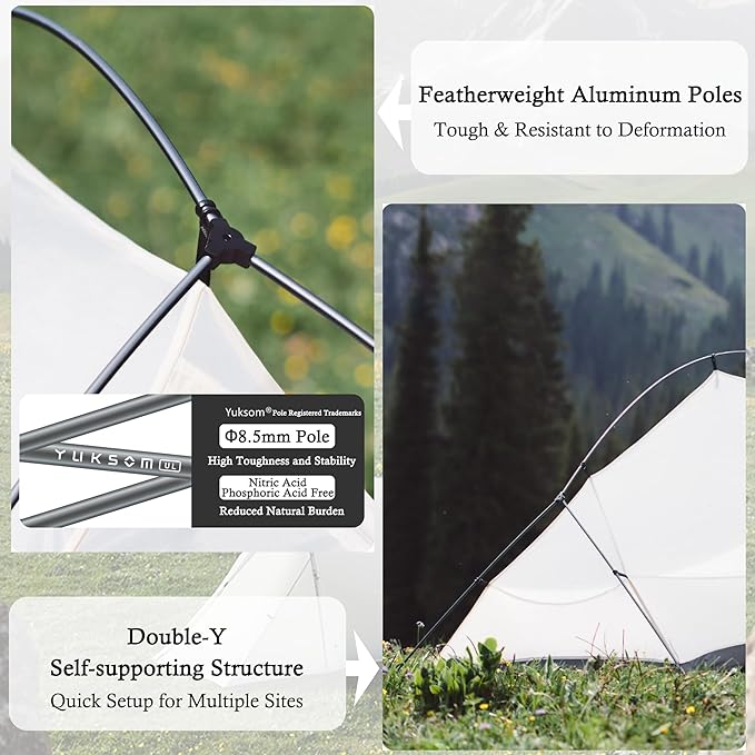 Naturehike 1-2 People Cloud up UL Tent, Rainproof PU1500mm & Windproof Upgrade Ultralight Tents,2.3lbs/2.68lbs, for Cycle Camping,Backpacking,Hiking,Self-Standing, Construction