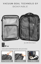 Vacuum Seal Travel Backpack 45L with Pump - Expandable Air Compression System, Water-Resistant Business TSA Lock, Laptop Backpack, Carry-On Suitcase Luggage, Gifts for Men