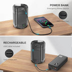 2 Pack Camping Lantern 5000mAh Solar Hand Crank Telescopic LED Flashlight USB Charger for Power Outages ,Portable Rechargeable Battery Powered Operated Lanterns Lamp, Camping Gear Accessories