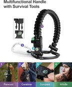 64oz Insulated Water Bottle,Half Gallon Water Flask Stainless Steel Vacuum, Cold for 48 Hrs,BPA-Free & Leakproof -with Paracord Handle,Strap,Straw Spout Lids,Large Jug for Gym Sports,Black