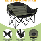 UBALANCE Double Camping Chair for Adults - Heavy Duty 650LBS Portable Camping Chairs Oversized Camping Loveseat, Folding Camping Chair for Garden Lawn Sport Picnic Beach Fishing (Green)