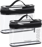 BAGSMART TSA Approved Toiletry Bag, 2 Pack Clear Makeup Cosmetic Bag Organizer, Quart Size Travel Bag for Toiletries, Carry-on Travel Accessories Essentials, Black-2pcs