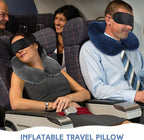 Sintuff 6 Pcs Inflatable Travel Pillow for Airplanes with Compact Bag and Blindfold Soft Velvet Inflatable Neck Pillows for Traveling, Airplane, Train, Car, Office (6 Colors)