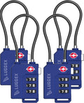 LUGGEX TSA Locks for Luggage, Suitcase Locks TSA Approved, Luggage Locks, Ease of Use & Durable(Blue,4 Pack)