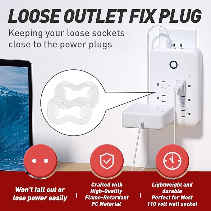 20-Pack Loose Outlet Fix Plug - Ensure Secure Connection for Power Plugs - Socket Extender Prevents Loose Socket Issues - Easily Fix Loose Outlets - Won't Fall Out or Cut Off Electricity
