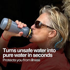 Water Filter Bottle for Hiking - 18.5oz/55cl Compact Outdoor Water Purifier for Backpacking - Eco-Friendly Bioplastic, Leakproof, Small Size