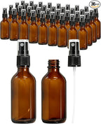 KEYWING 36 Pack Small Amber Glass Spray Bottles for Essential Oils, 2oz Empty Fine Mist Mini Spray Bottles, Refillable Containers for Hair, Travel, Plants, Cleaning, Skin Care