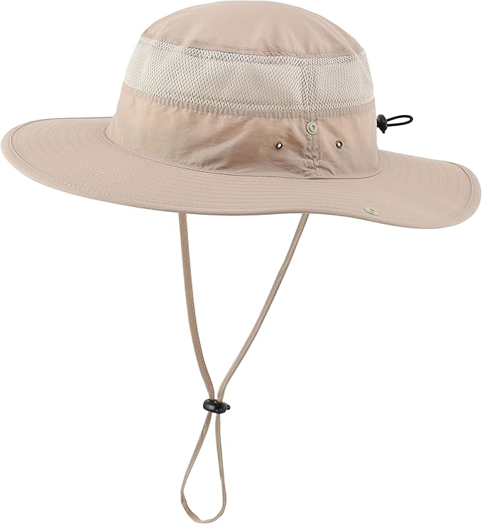 Connectyle Wide Brim Sun Hat for Men Breathable Cowboy Boonie Hat UPF 50+ Sun Protection Bucket Hat for Fishing Hiking