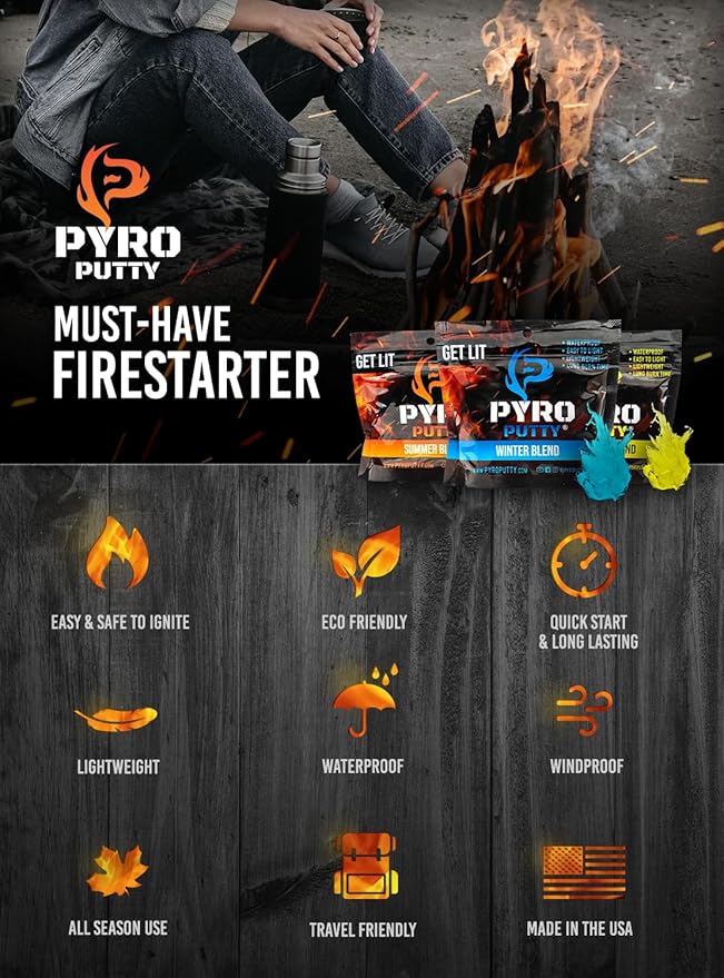 Phone Skope Pyro Putty: Waterproof Survival Fire Starter for Emergency Preparedness, Fire Starters for Campfires - Survival Gear and Supplies