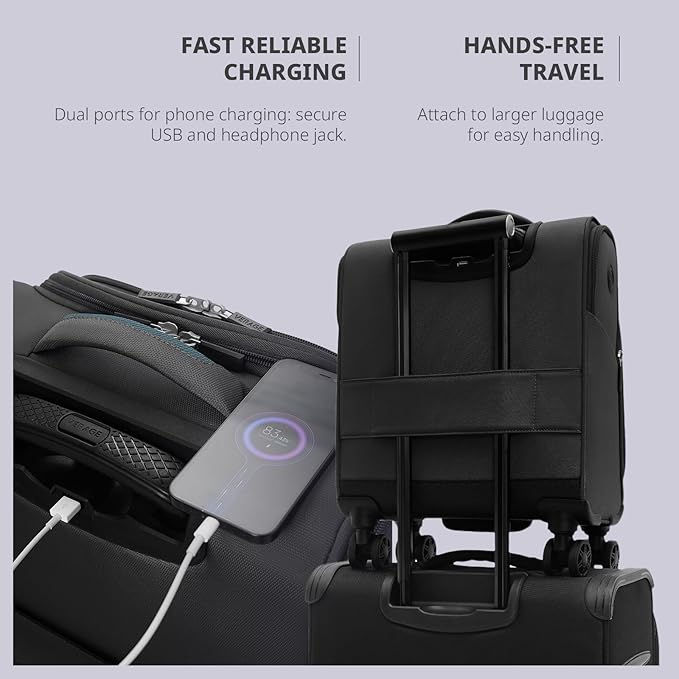 Verage Underseat Carry On Luggage with Wheels & USB Port,14 inch Wheeled Spinner Carry-on Luggages Bags for Airlines, Lightweight Overnight Suitcase for Men Women (14-Inch Compact Underseat Pro)