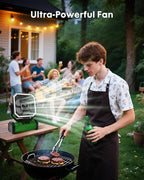 Camping Fan, Portable Fan 20000mAh Rechargeable Battery Powered Fans, Quiet 4-Speeds, 4-LED Light,360° Hanging Hook for Outdoor Picnic Tent Beach Travel Barbecue, Green